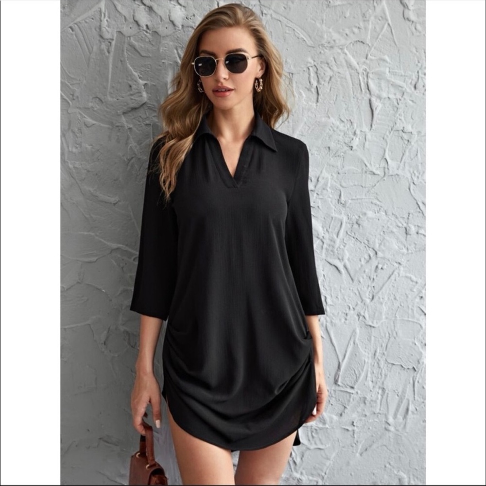 SHEIN Ruched Curved High-Low Mini Dress - Picture 3 of 6